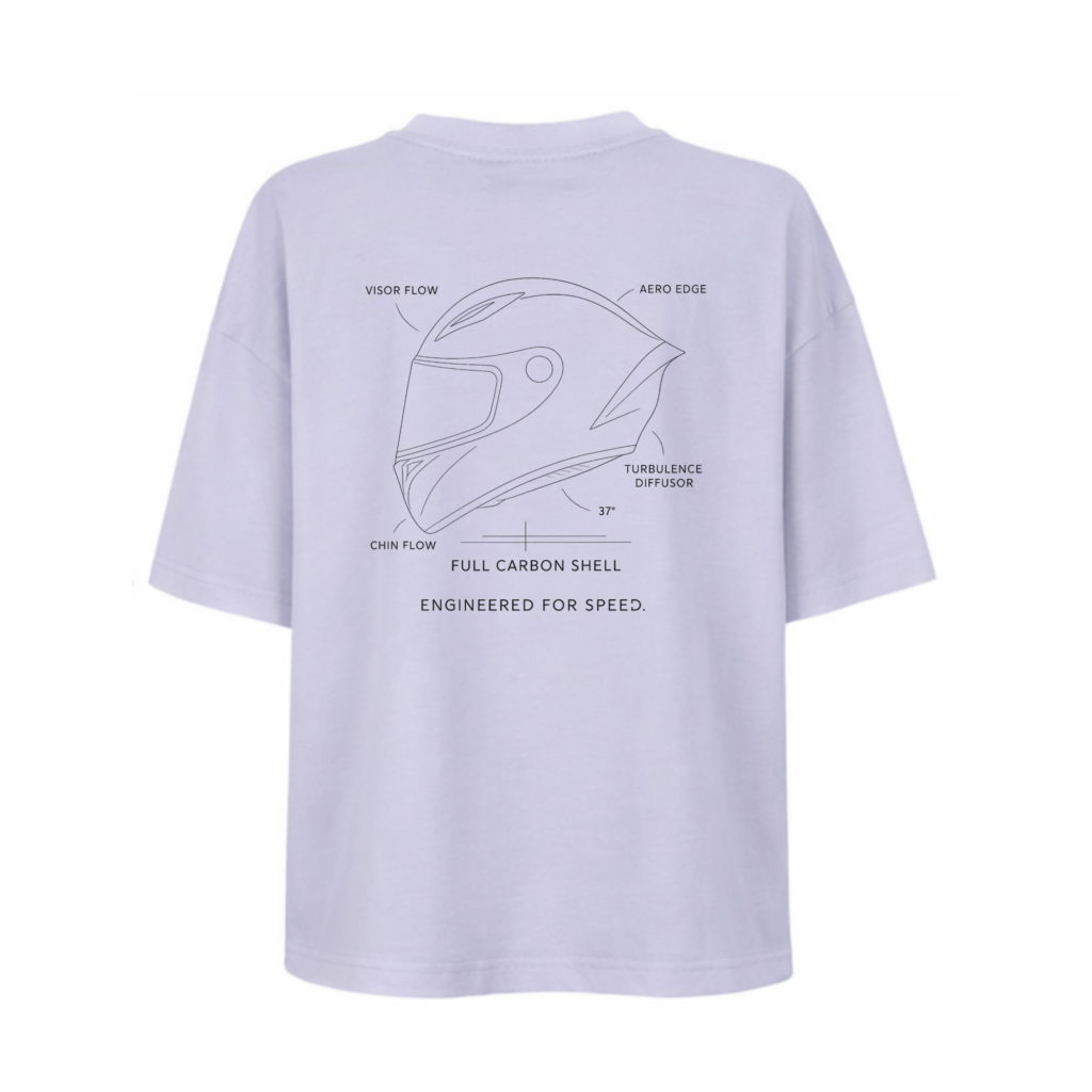 "ENGINEERED FOR SPEED" oversized boxy-shirt girls lilac