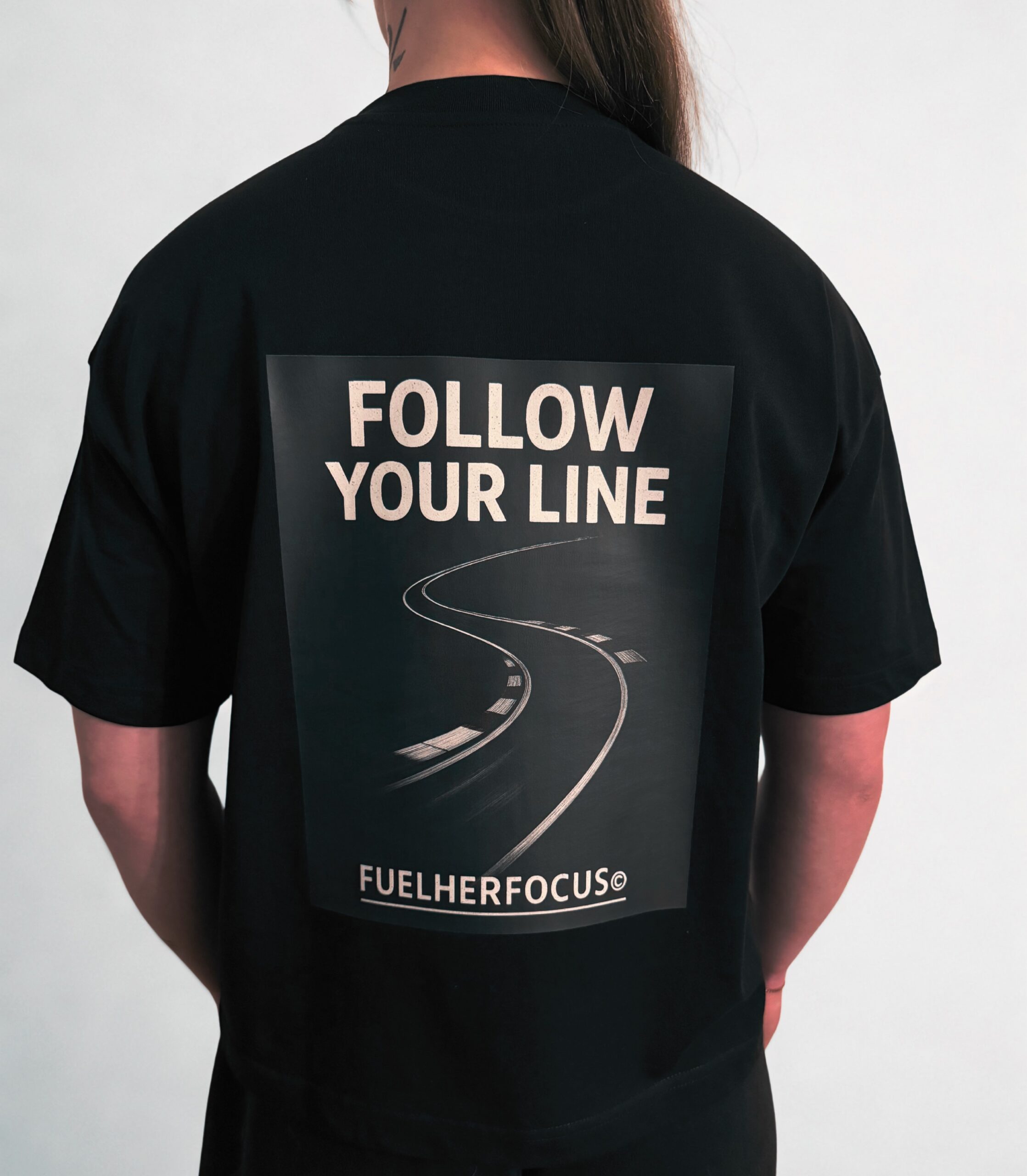 "FOLLOW YOUR LINE" oversize boxy-shirt girls